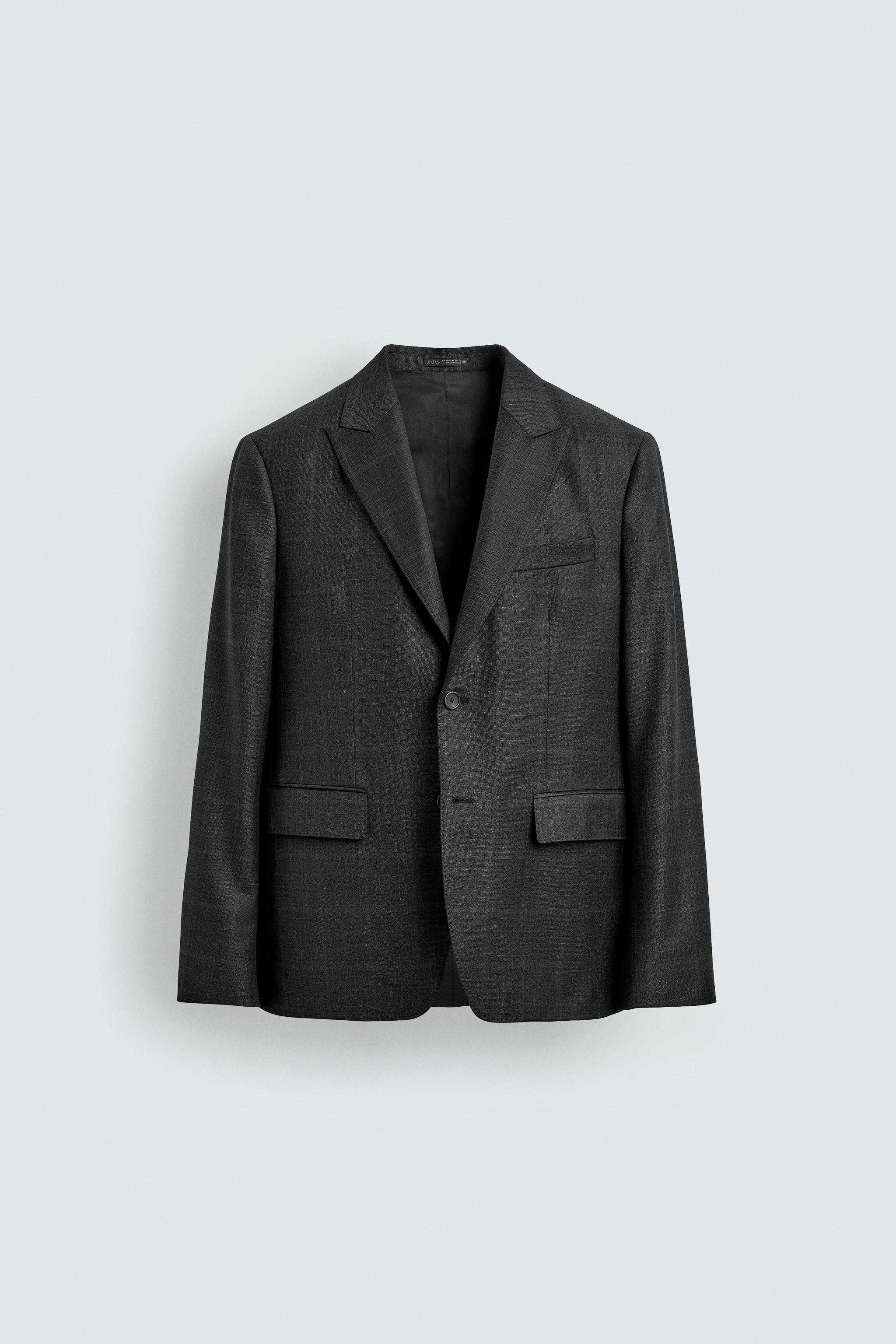 100% WOOL PLAID SUIT JACKET